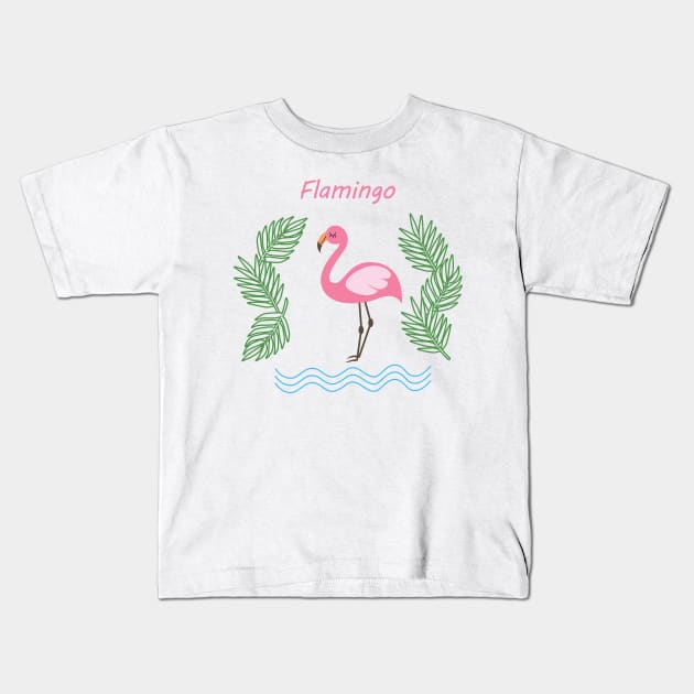 Flamingo Kids T-Shirt by valentinahramov